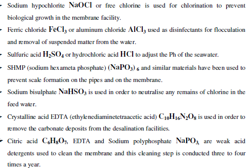chemical usage in desalination