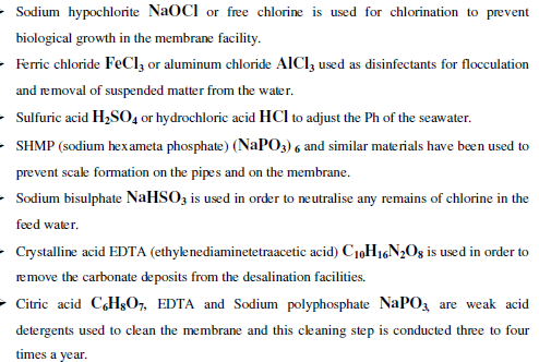 chemical usage in desalination